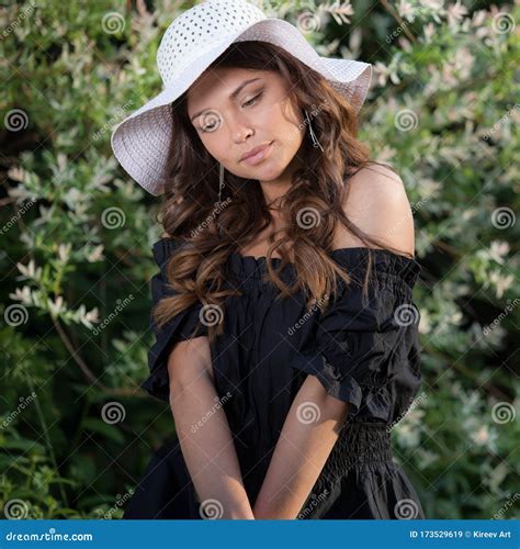 Portrait Of Beautiful Young Girl Posing Outside Stock Image Image Of