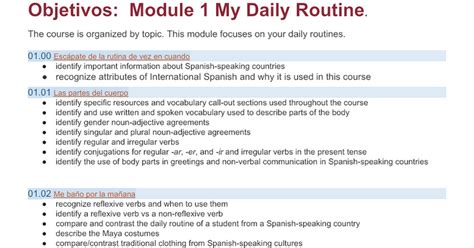 Spanish 2 V 19 Module 1 Objectives Docx Google Docs