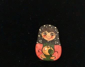 Hand Painted Vintage Russian Brooch Etsy