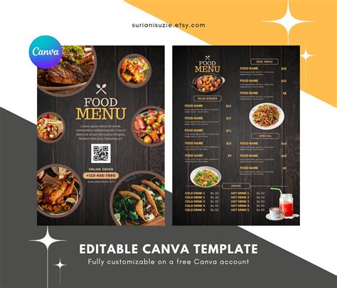 Menu Flyer Template, Editable Canva Templates, Fully Customizable Free ...