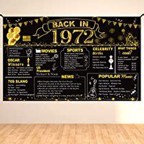 DARUNAXY 52rd Birthday Black Gold Party Decoration Back In 1972 Banner