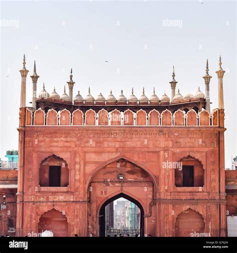 Architectural Detail Of Jama Masjid Mosque Old Delhi India The