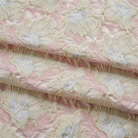 [1 Meter] Spring And Autumn Pink Flower Jacquard Brocade Fabric With