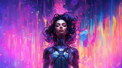 Cyberpunk Girl Sci-Fi Colorful 4K #2760j Wallpaper iPhone Phone