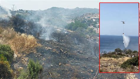 Bodrumdaki yangına yerli ve milli helikopter Nefes müdahale etti