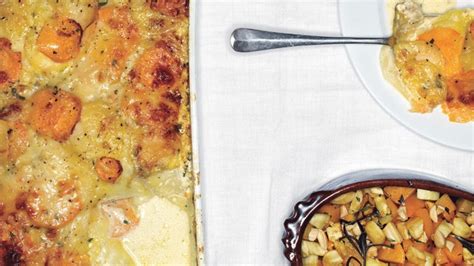 Scalloped Yukon Gold And Sweet Potato Gratin With Fresh Herbs Recipe Epicurious