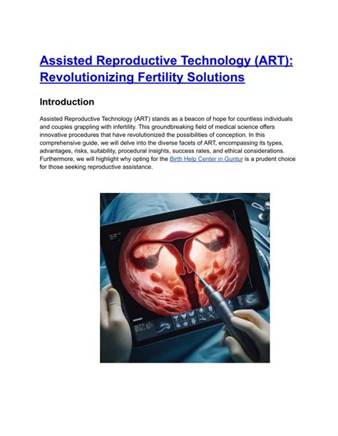 Ppt Assisted Reproductive Technology Art Revolutionizing Fertility Solutions Powerpoint