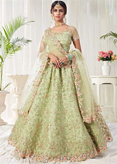 Buy Pista Green Designer Lehenga Choli In Usa Uk Canada Australia