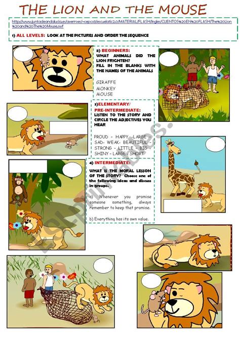 The Lion And The Mouse Sequence Worksheet