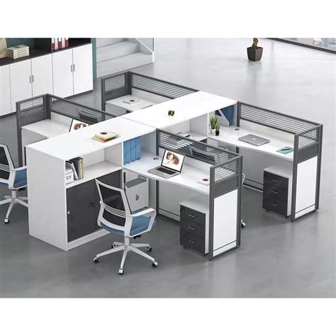 Modern Office Desk Furniture Melamine 4 Person Office Workstations 4