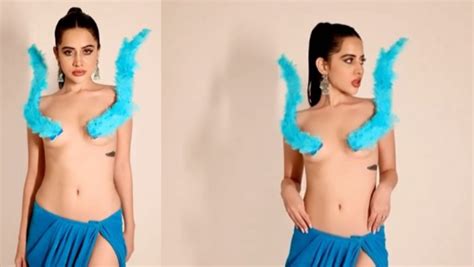 Naked Urfi Javed Put Feather Horns On Braless Look Urfi Javed Ditches