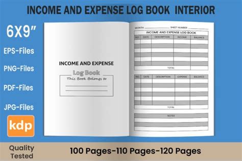 Income And Expense Log Book KDP Interio Graphic By Interior Art