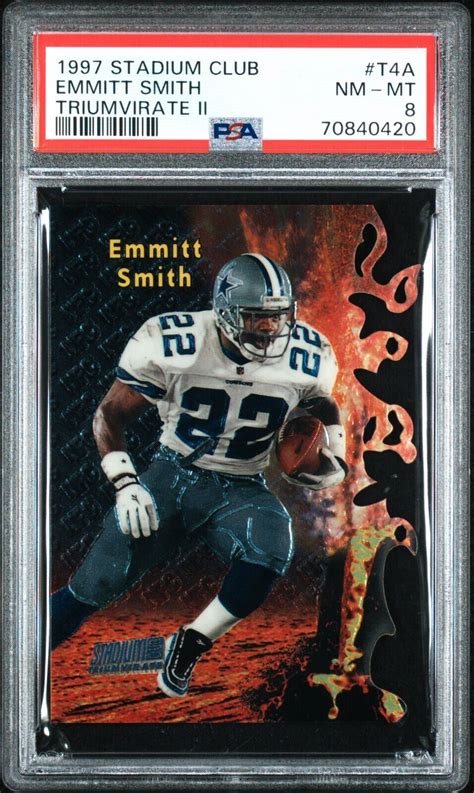 Topps Stadium Club Triumvirate Ii Emmitt Smith T A Psa Nm Mt