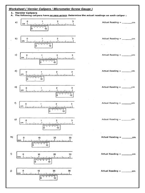 Exercise On Calipers Pdf Length Measuring Instrument Worksheets