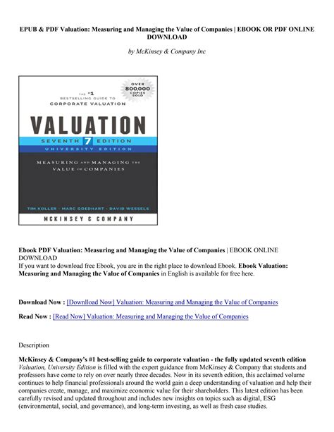 Download Pdfepub Valuation Measuring And Managing The Value Of Companies Mckinsey