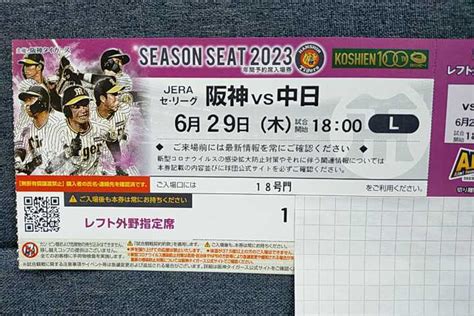 Yahooオークション 6月29日阪神対中日レフト外野1枚