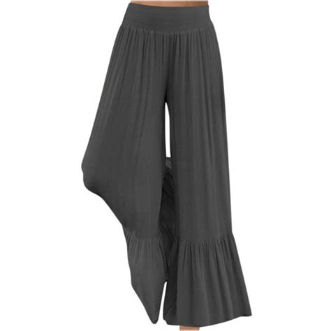 Plus Size Baggy Pants For Women Casual Solid Color Cotton Linen Palazzo