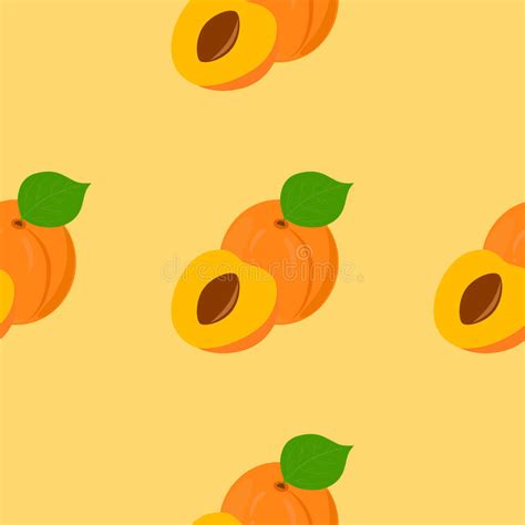 Seamless Pattern With Ripe Tasty Apricot Stock Vector Illustration