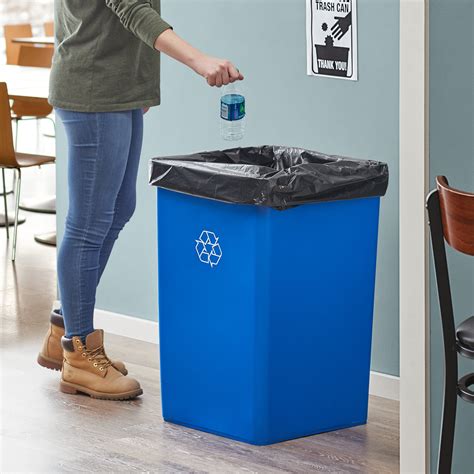 Lavex Janitorial 35 Gallon Blue Square Recycle Bin