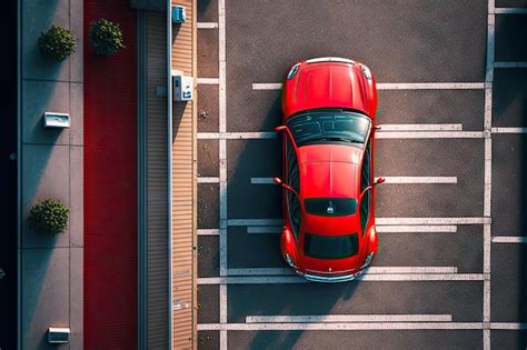 Carro Esportivo Vermelho Estacionado Ao Longo Do Estacionamento De