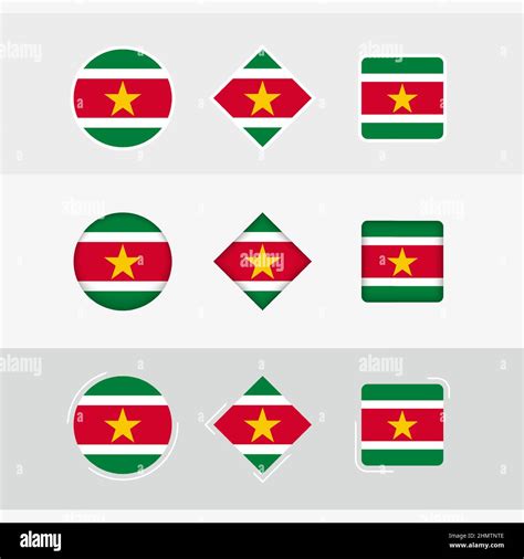 Suriname Flag Icons Set Vector Flag Of Suriname Three Versions Of