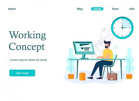 Premium Vector Handsome Man Is Working At His Laptop
