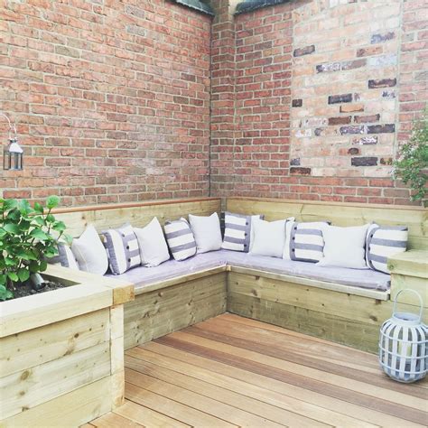 Garden Built In Corner Seating Area Sleepers And Decking Corner