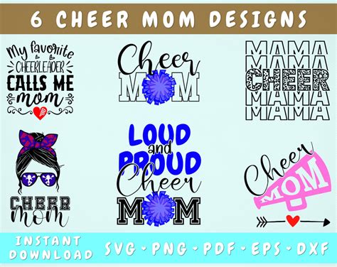 Cheer Mom Svg Bundle 6 Designs Cheer Mama Svg Cheer Mom Messy Bun