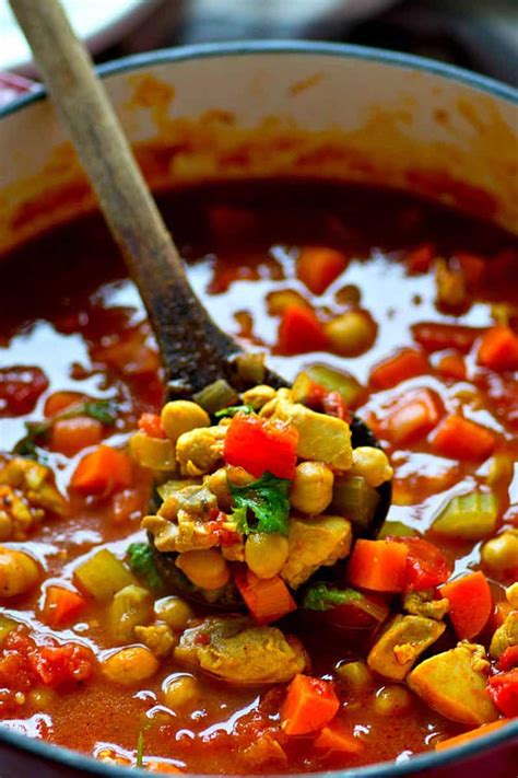 One Pot Moroccan Chicken Chickpea Soup