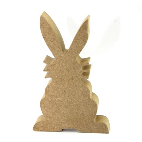 Freestanding MDF Bunny Rabbit With Whiskers 15cm Lorna Jayne Craft Shapes