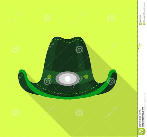 Green Hat Icon Flat Style Stock Vector Illustration Of Fedora 88760702