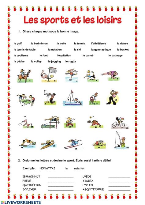 Ejercicio Interactivo De Les Sports French Worksheets Teaching