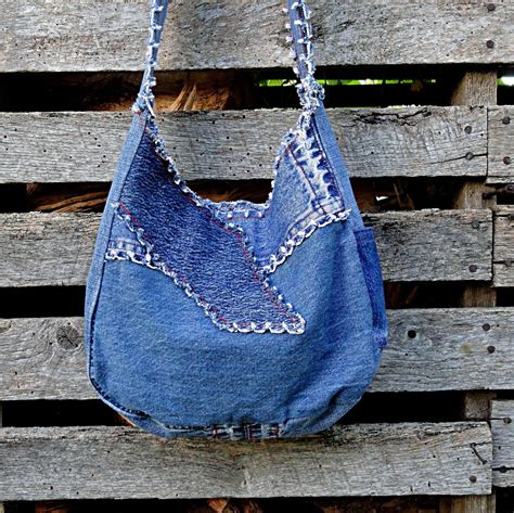 Upcycled Denim Shoulder Bag Blue Jeans Cross Body Purse Etsy Denim