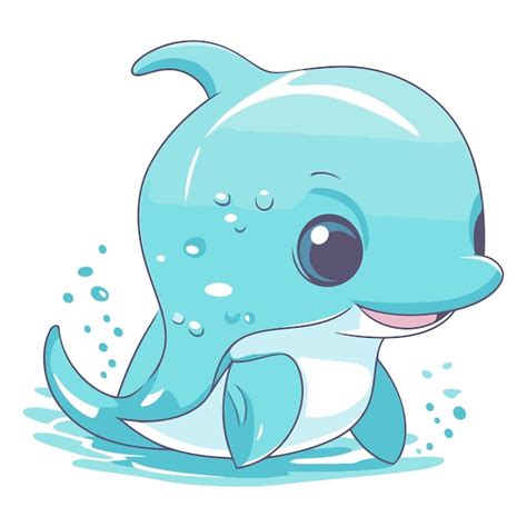 Premium Vector Cute Cartoon Dolphin Isolated On A White Background