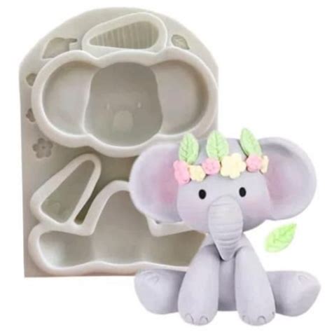 Molde De Silicone Elefante Safari Molde Para Biscuit E Confeitaria