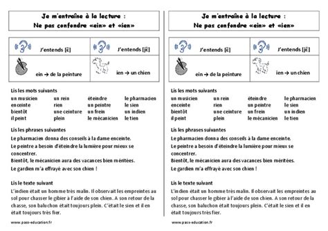 Fiche De Lecture Ein Et Ien Ne Pas Confondre Ce Cycle Pass