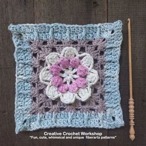 Hip Treble Flower Granny Square Crochet Motif Crochet Square