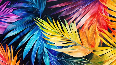 Premium Photo Tropical Rainbow Palms And Leave Wallpaper