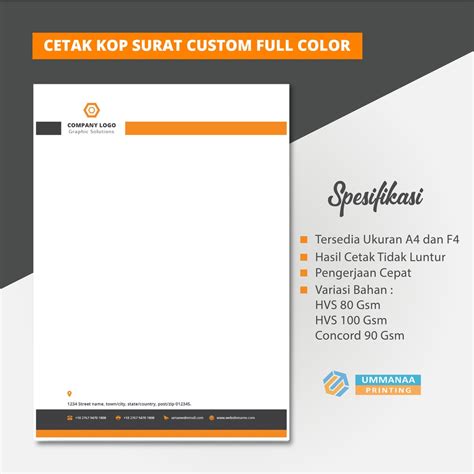 Jual Kop Surat Custom Full Colour Bahan Hvs Concord Shopee Indonesia