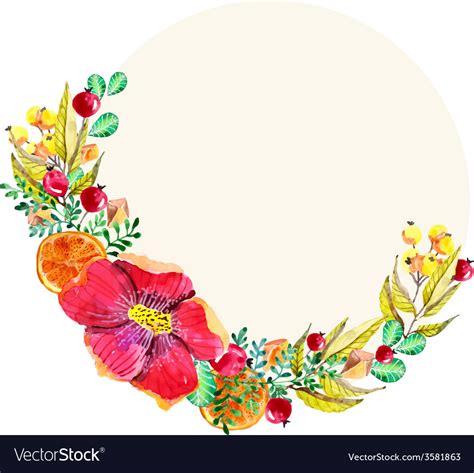 Watercolor Floral Frame Royalty Free Vector Image