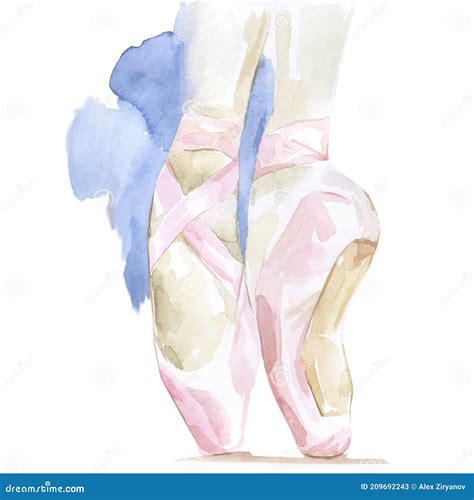 Ballet Shoes Pointe Watercolor Illustration Vector Stock Illustration