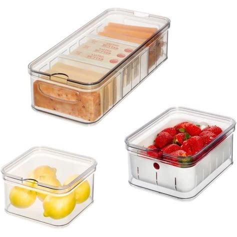 IDesigoite De Rangement Cuisine Organisateur Frigo Avec Couvercle En