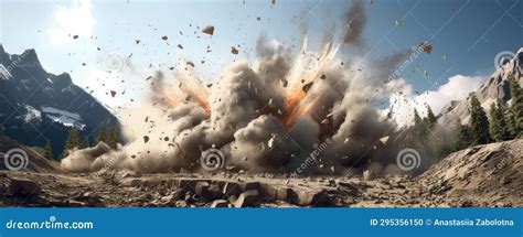 Rocky Mountain Collapse And Quarry Explosion Stock Photo Image Of