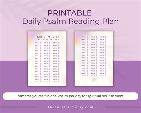 Printable Daily Psalm Bible Reading Plan Psalm A Day Etsy Australia