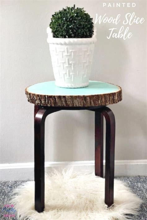 DIY Wood Slice Table With Glow In The Dark Paint