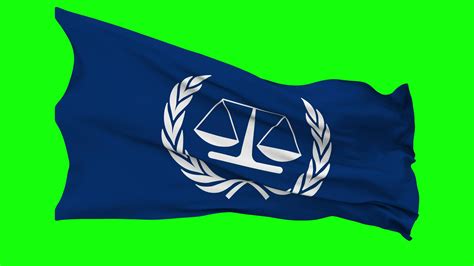 International Criminal Court Icc Flag Waving Seamless Loop In Wind Chroma Key Green Screen