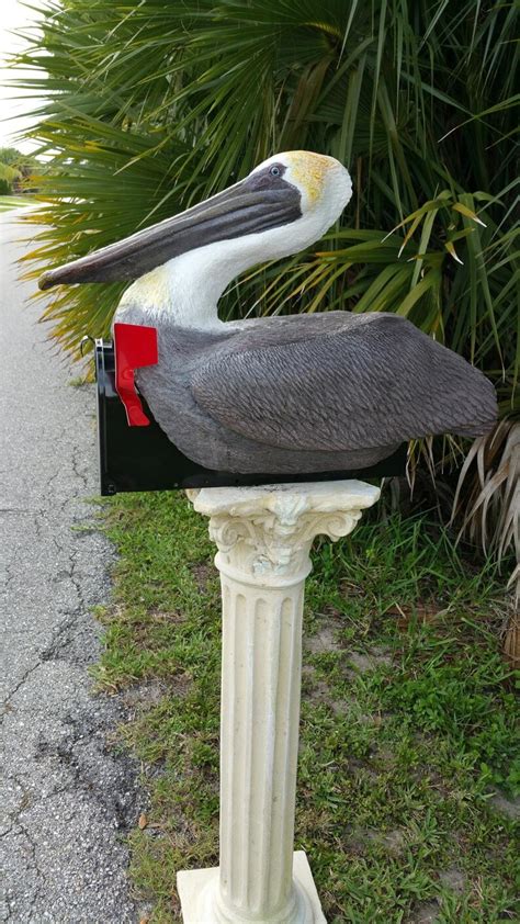 Lifesize Brown Pelican Artist Statue On Mailbox Etsy