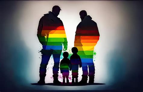 Rainbowcolored Silhouettes Symbole De L Unit De La Famille Lgbt