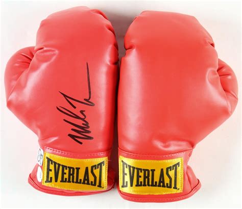 Mike Tyson Signed Everlast Boxing Glove Set And Display Case Jsa And Tyson Pristine Auction