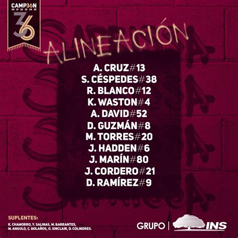 Deportivo Saprissa on Twitter Nuestra alineación titular para